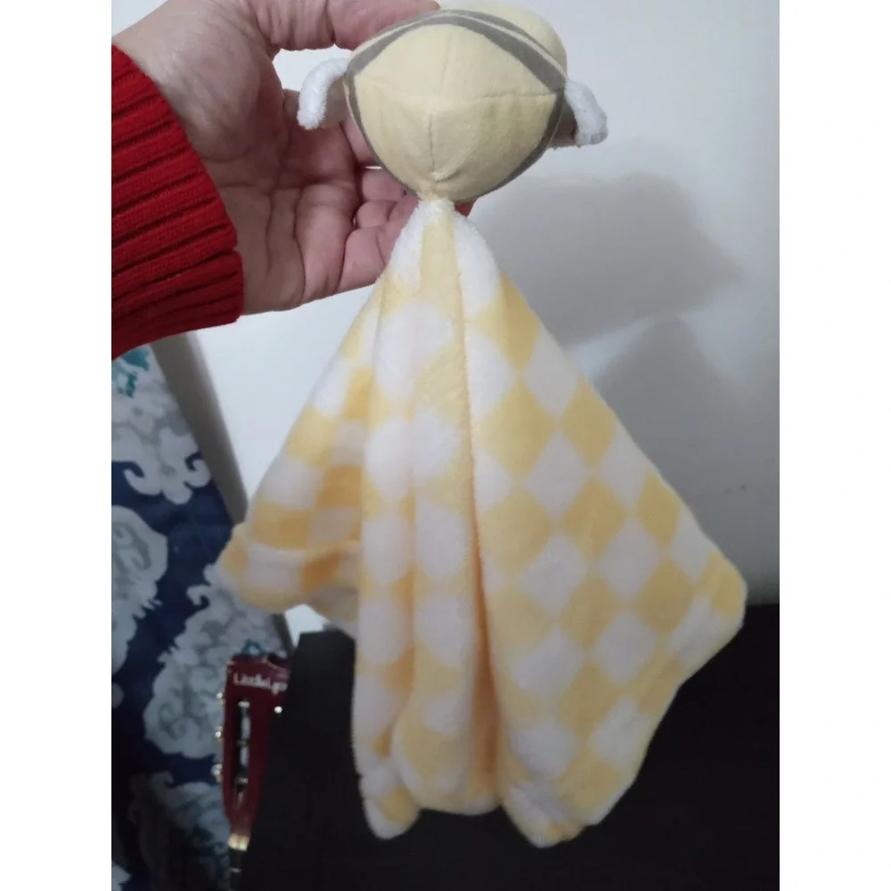 Lucky moon Bumble Bee Baby Lovey Security Blanket Yellow White‎ Checkered Plush